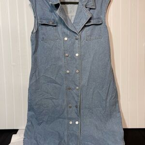 Sleeveless Denim Button-Down Dress